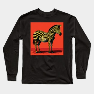 Zebra on an Orange Background Long Sleeve T-Shirt